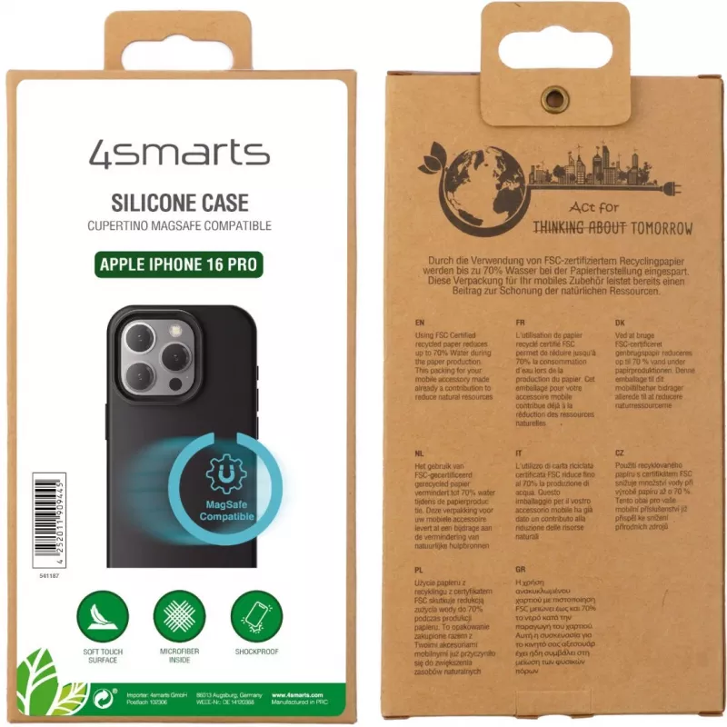 4smarts 541187 Cupertino silikoninis dangtelis Apple iPhone 16 Pro telefonui