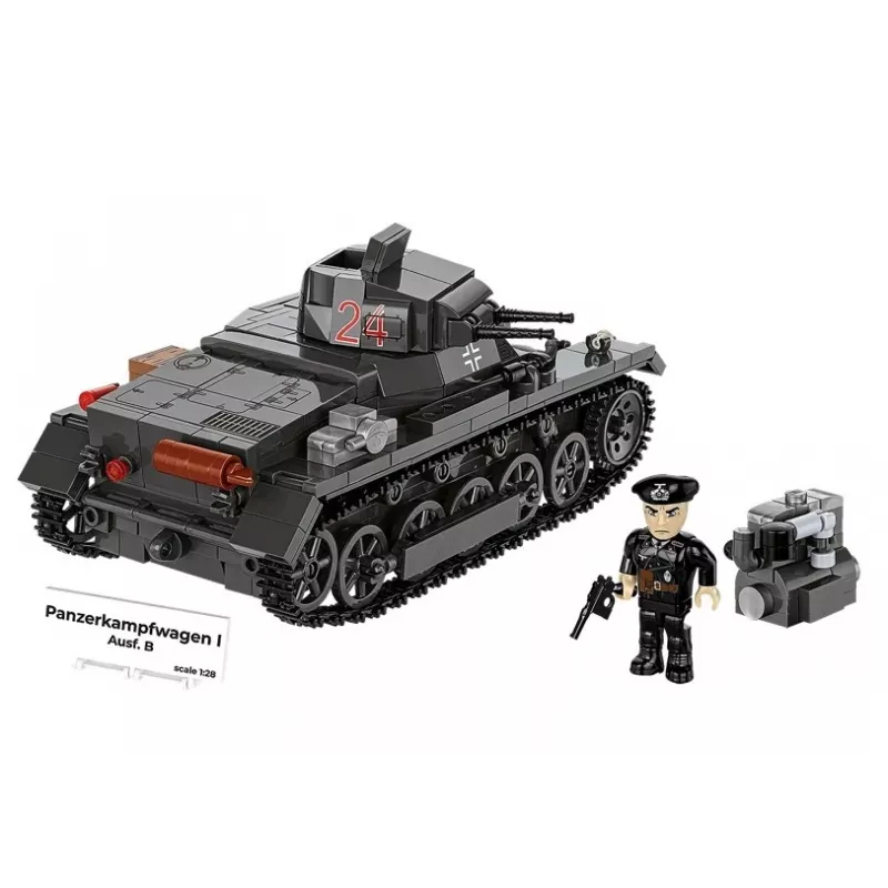 Konstrukcinis rinkinys Cobi Panzer I Ausf. B – 654 detalės, detalaus tanko modelio rinkinys