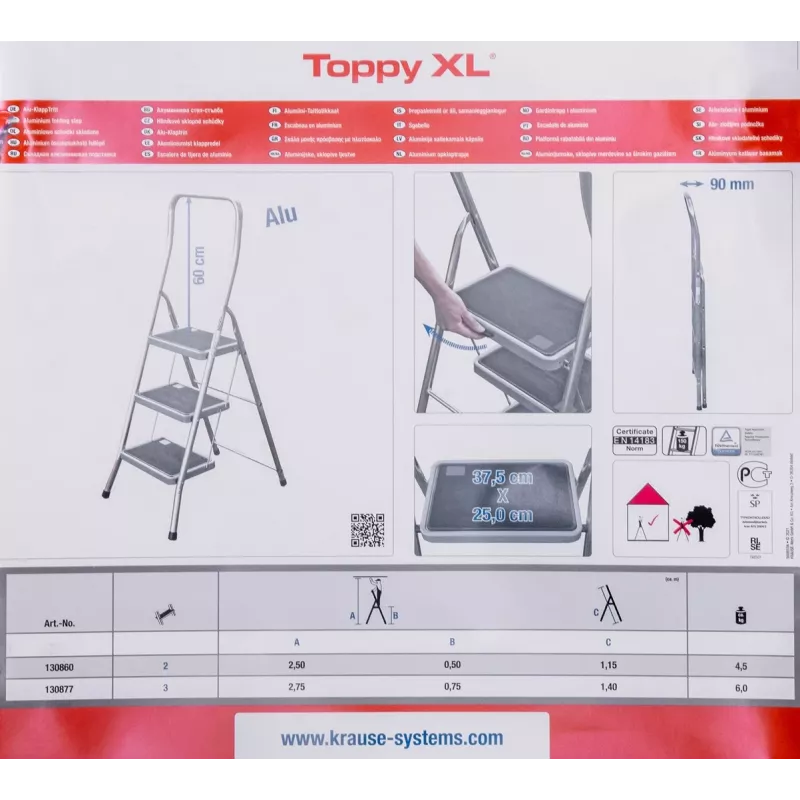 Krause sulankstomas laiptelis Toppy XL sidabrinis