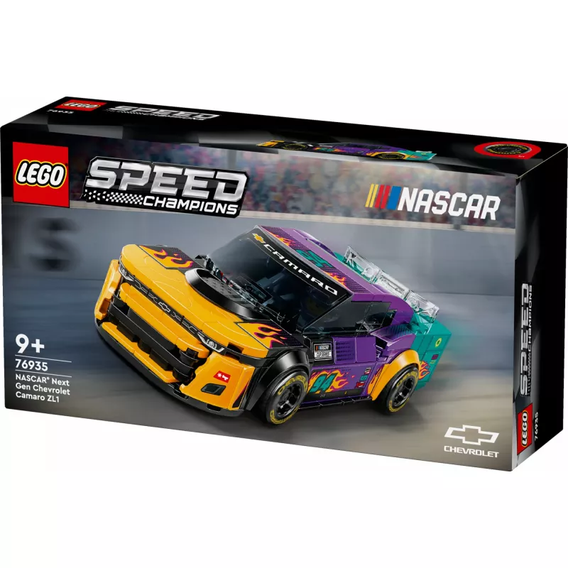 LEGO Speed Champions 76935 NASCAR Next Gen Chevrolet Camaro ZL1, 328 detalių, 1 minifigūrėlė, nuo 9 m.
