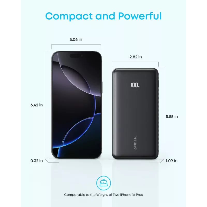 Anker Zolo A110EH11 20000 mAh 22.5W USB-C nešiojamas powerbankas, juodas