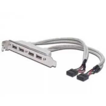 Laikiklio juostelė USB 2.0 HighSpeed 2xIDC (5pin)/4xUSB A M/F Pilka 0.25m