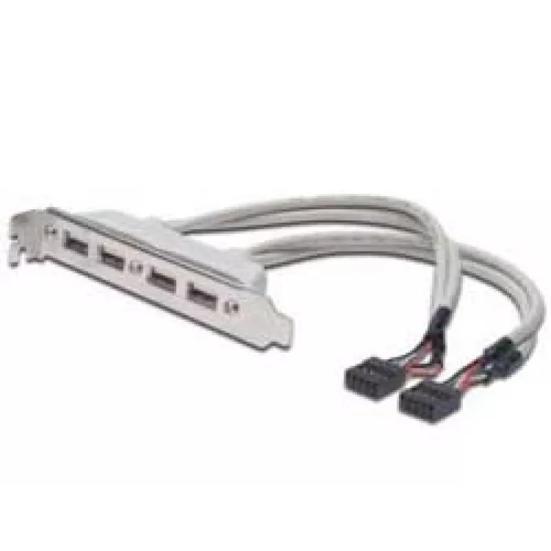 Laikiklio juostelė USB 2.0 HighSpeed 2xIDC (5pin)/4xUSB A M/F Pilka 0.25m