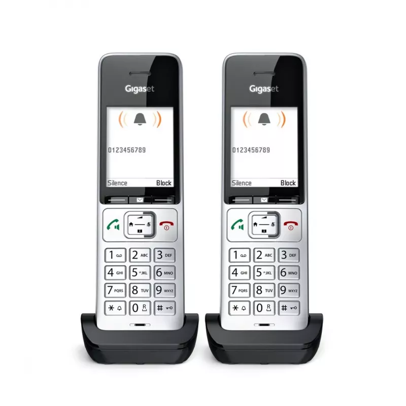 Gigaset COMFORT 500HX duo analoginis/DECT telefono aparatas su skambučio ID, juodas, sidabrinis