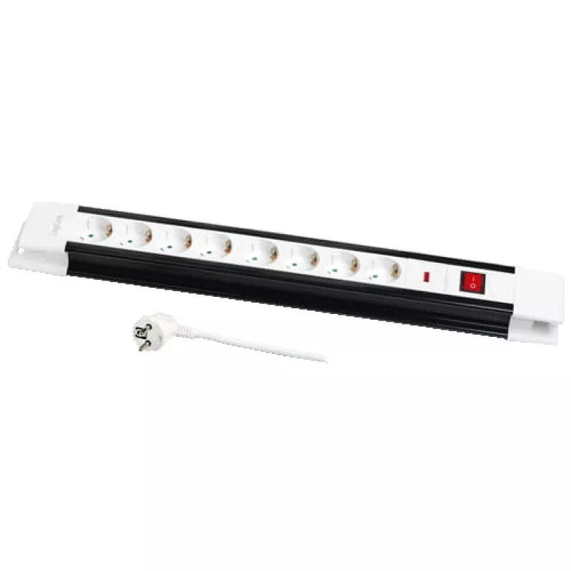 Prailgintuvas LogiLink LPS207 3m 8x kištukinis lizdas (Tipas F) juoda/balta
