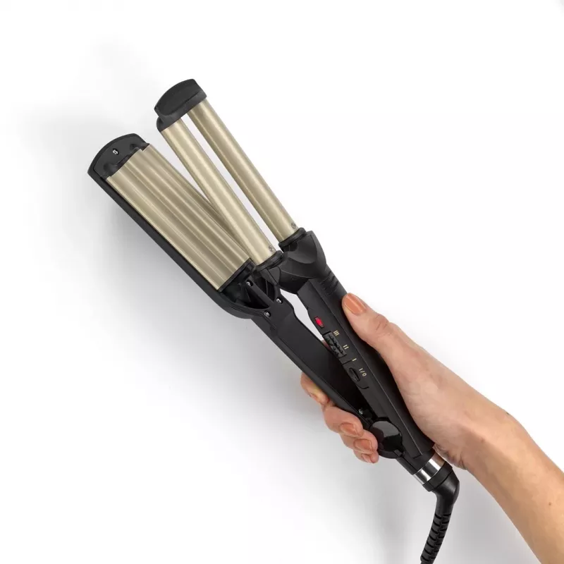BaByliss C260E EasyWaves tekstūravimo lygintuvas, šiltai juodas, sidabrinis, 70.9 cm (1.8 m)