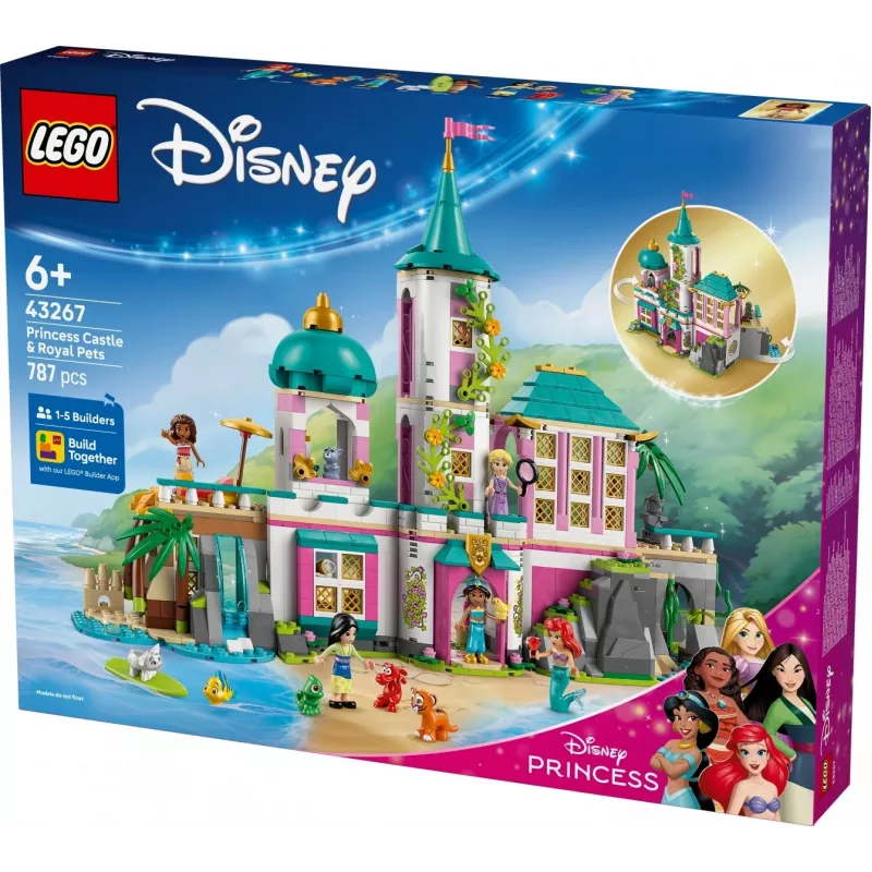LEGO Disney Princess Pilies ir Karališkųjų augintinių statybinis rinkinys 43267 — 787 detalės, 5 minifigūrėlės, nuo 6 metų, 320×460×100 mm