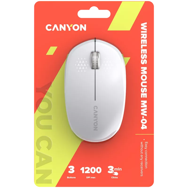 CANYON pelė MW-04 3 mygtukai Belaidė Bluetooth Balta