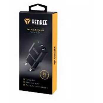 Sieninis įkroviklis YENKEE YAC 2024BK – 2× USB-A, 12 W (2,4 A vienam prievadui)