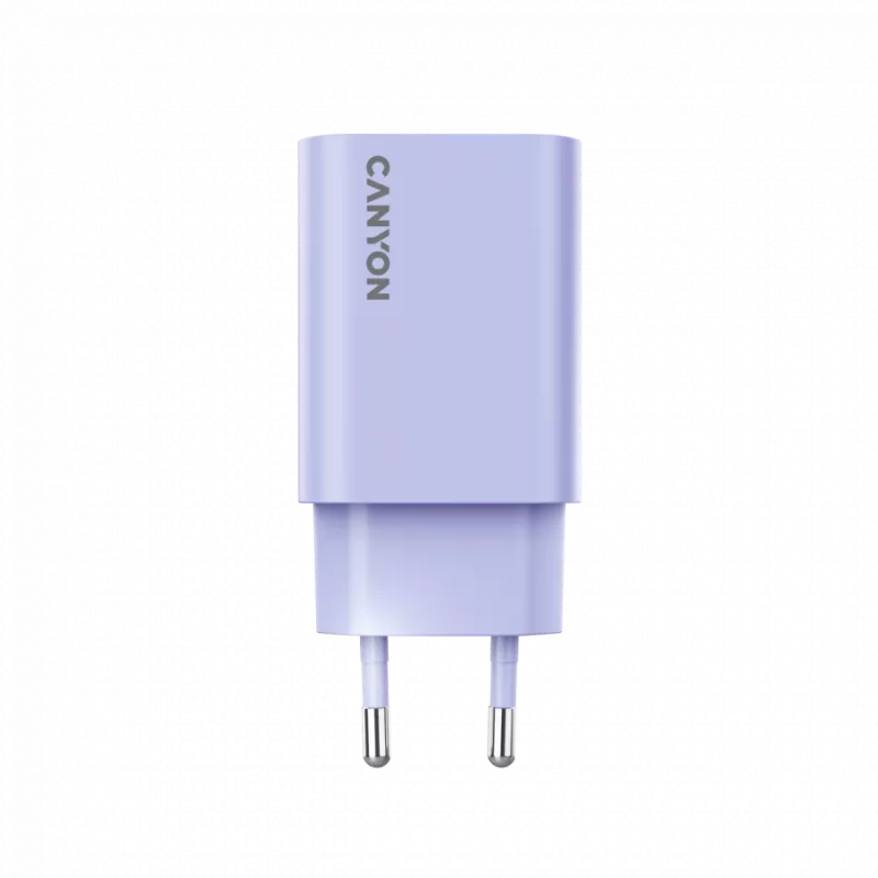Sieninis įkroviklis CANYON OnCharge 30CL, 30W USB-C PD, 1x PD išėjimas, EU kištukas, Purpurinis