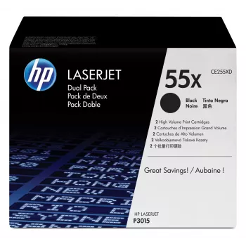 HP 55X 2 rinkinys didelės išeigos juodi originalūs LaserJet tonerių kasetės