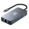 TB USB-C 7 viename adapterio šakotuvas HDMI USB SD/TF RJ45 (2500 Mbps) PD