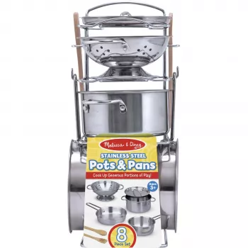 Melissa & Doug 6074875 Nerūdijančio plieno puodų ir keptuvių žaidimų rinkinys