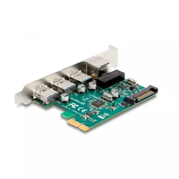 DeLOCK PCI Express x1 kortelė 3 x USB 5 Gbps Type-A 1 x Gigabit LAN