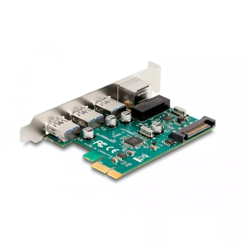 DeLOCK PCI Express x1 kortelė 3 x USB 5 Gbps Type-A 1 x Gigabit LAN