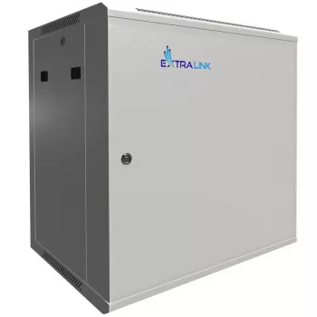 Extralink sieninis stelažas 12U 600x450 pilkos spalvos, metalinės durelės