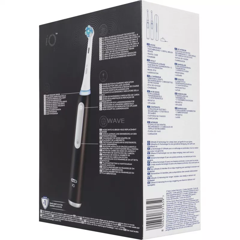 BRAUN Oral-B iO Series 3N elektrinis dantų šepetėlis — juoda/mėlyna, 2 rankenėlės