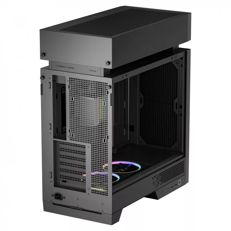 Kompiuterio korpusas DeepCool CL6600 Black – ATX/micro-ATX/Mini-ITX, ATX/PS2/SFX/SFX-L maitinimo šaltiniai, 140 mm priekiniai ventiliatoriai, 120/140 mm viršuje/gale, 2.5/3.5 colio diskai