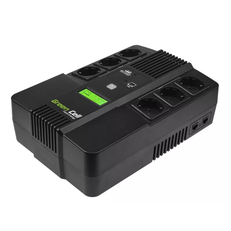 Green Cell AiO 800VA LCD nepertraukiamo maitinimo šaltinis (UPS) Linijinis-interaktyvus 0.8 kVA 480 W 6 AC lizdų