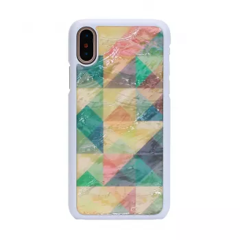 Apsauginis dėklas išmaniajam telefonui iKins iPhone XS/X mozaikinis baltas – kietas nugarėlė, dekoratyvinis raštas