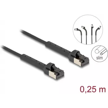 DeLOCK RJ45 plonas Cat.6A U/FTP 0,25 m juodas tinklo kabelis
