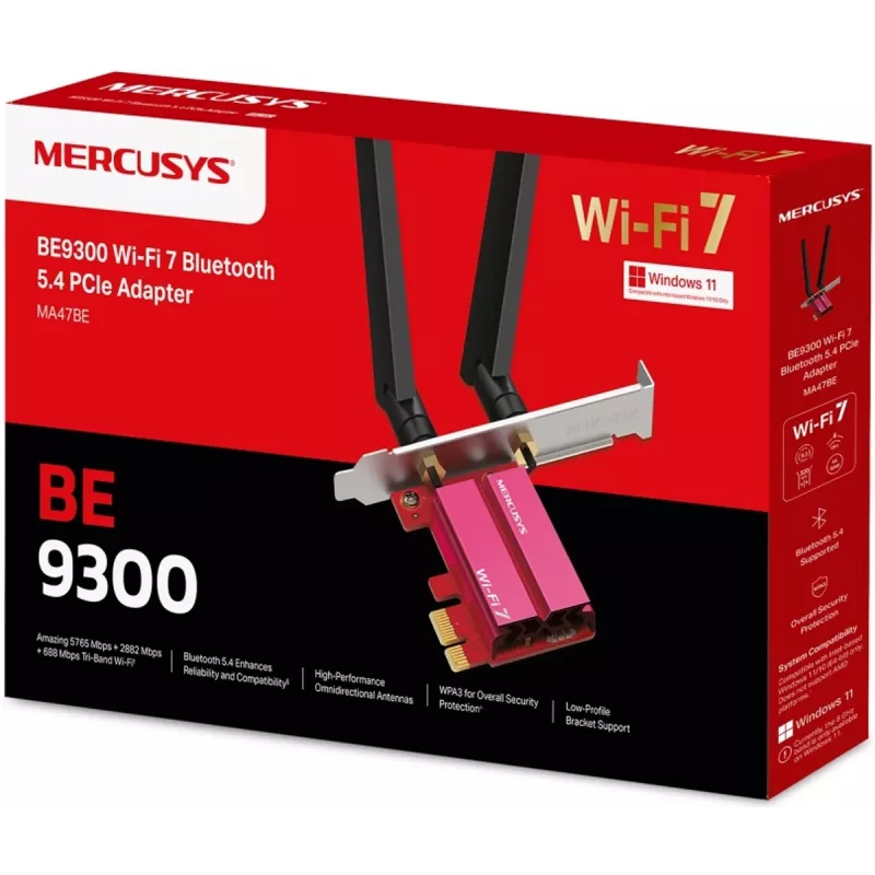 PCIe triju dažnių juostų WiFi 7 adapteris MERCUSYS MA47BE