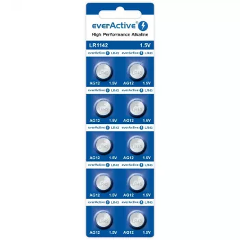 Šarminė monetinė baterija everActive G12 AG12 1,5V – pakuotė po 10 vnt.