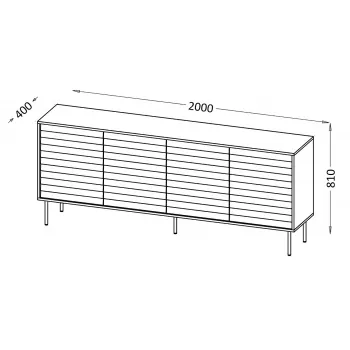 Cama 4D CORTINA komoda 200x40x81 juodas/riešutas