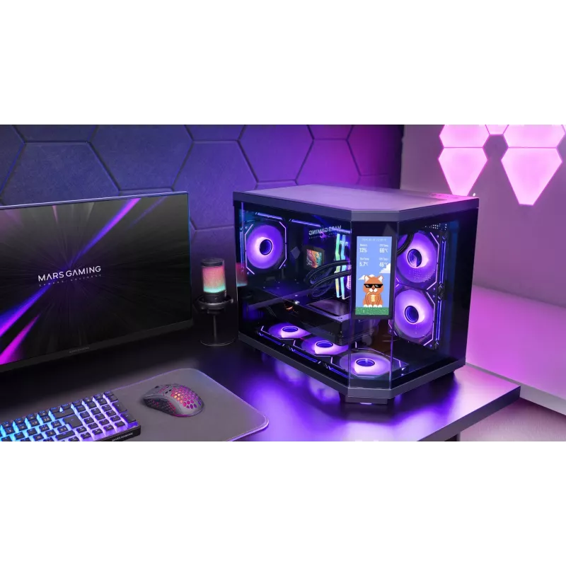 Mars Gaming MC3TCORELCDM kompiuterio korpusas Mini Tower Juodas