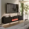 Cama RTV spintelė TULA 183x35x37 juodas matinis + juodas židinys