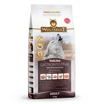 Sausas šunų ėdalas Wolfsblut VetLine Gastrointestinal Duck 12 kg – veterinarinė dieta virškinimo sveikatai