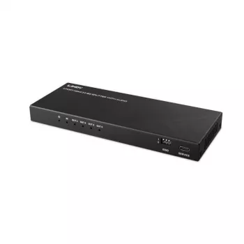 Lindy 4 prievadų HDMI 8K60 skirstytuvas su garso išvedimu, HDMI, 4× HDMI, 3,5 mm, 7680 × 4320 pikseliai, juodas, metalinis