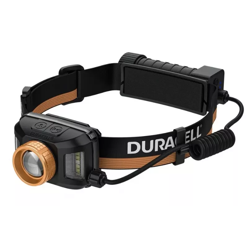 Priekinė lemputė Duracell DH1500R — juoda/oranžinė, įkraunamas laisvų rankų apšvietimas