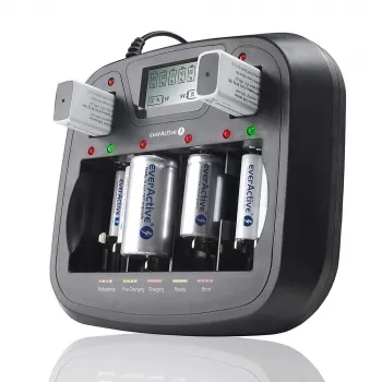 Įkroviklis baterijoms everActive NC-900U Universal DC – įkrauna AA, AAA, C, D, 9V, iki 6 elementų, juodas
