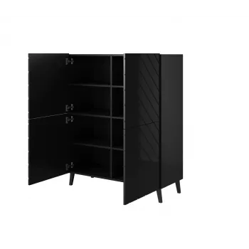 Shelving unit ABETO 100.5 x 40 x 121.5 cm juodas/blizgus juodas