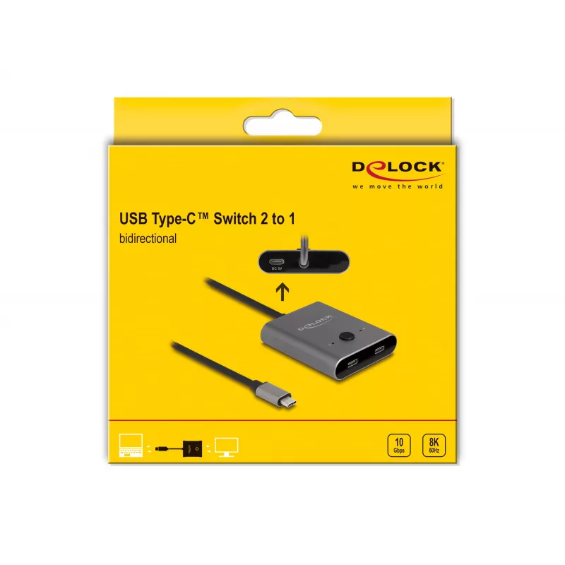 DeLOCK 11500 USB 10 Gbps USB Type-C perjungiklis 2 į 1, dvikryptis, 8K