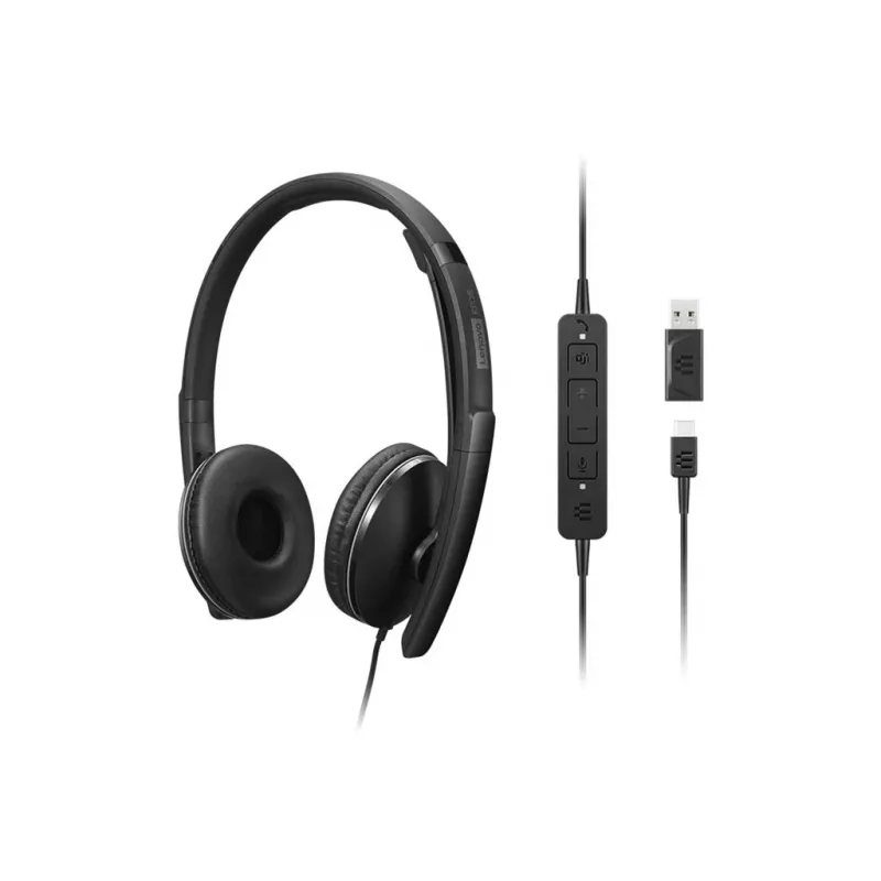 Lenovo 4XD1P83425 ausinės / headset, laidinės, ant galvos, skambučiams / muzikai, USB-A, juodos