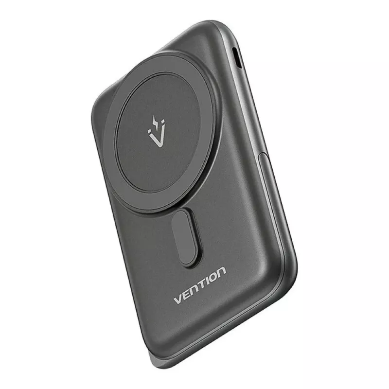 Powerbank Vention 10000mAh Magnetinis Belaidis 20W, 1×USB-C, belaidis įkrovimas, juoda