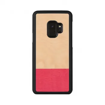 Apsauginis dėklas Samsung Galaxy S9 su natūralios medienos nugara – juodas mismatch dizainas