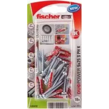 Fischer DuoPower 5 x 25 S PH K NV sieninis kaištis 25 mm 535478 1 komplektas