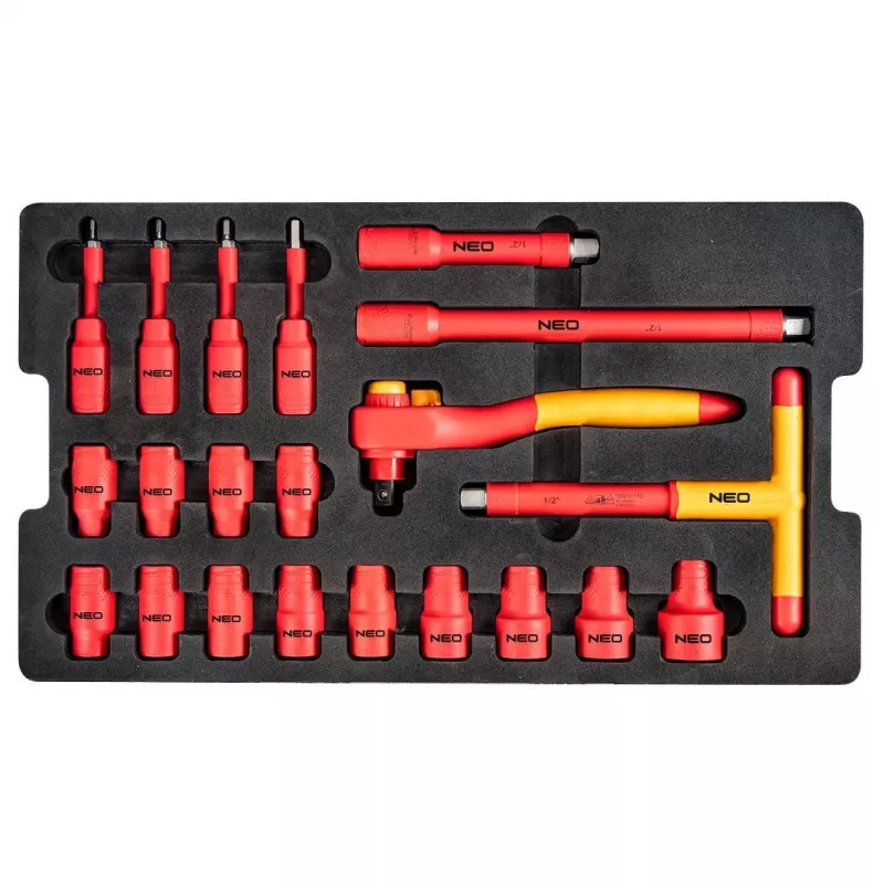 Neo Tools elektriko serviso dėžė 52 vnt. 22 tvirtame korpuse