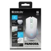 Belaidė žaidimų pelė DEFENDER Pandora White – ambidekstrinė, 3200 DPI, 6 mygtukų, programuojama, optinė, USB