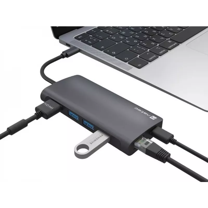 Dokavimo stotelė NATEC NMP-2162 USB 3.2 Gen 1 Type-C pilka, laidinė