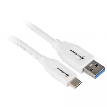 USB 3.2 Gen 2 laidas, USB-A kištukas > USB-C kištukas (baltas, 0,5 m)