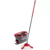 Šluota VILEDA EasyWring & Clean Turbo, raudonas technopolimero kibiras, nuimama skalbiama mikropluošto galvutė, kietoms grindims