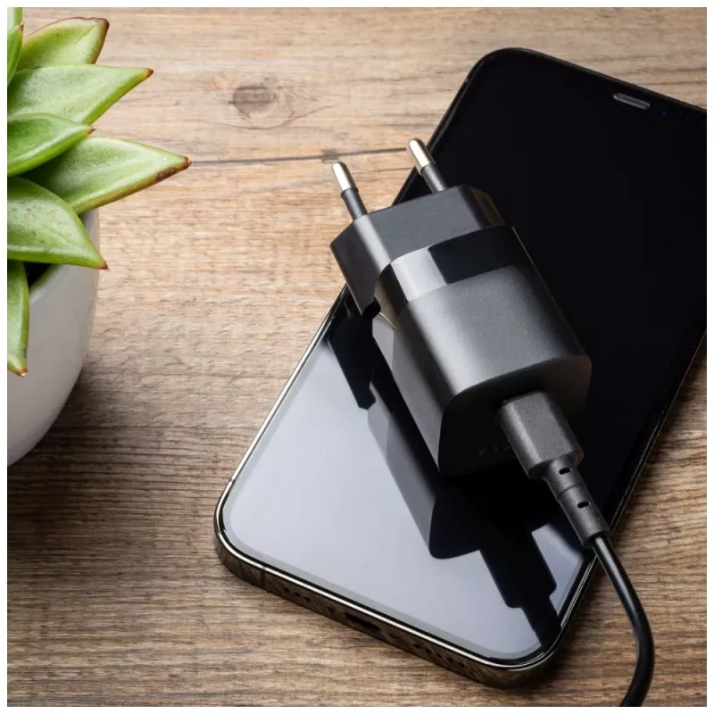 Kelioninis USB-C įkroviklis FIXED FIXC25M-C-BK, fiksuotas kabelis, 25 W, kompaktiškas