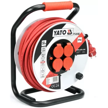 Prailginimo laidas Yato YT-8108 50 m 4 kištukiniai lizdai Viduje/Lauke Juoda Raudona Balta