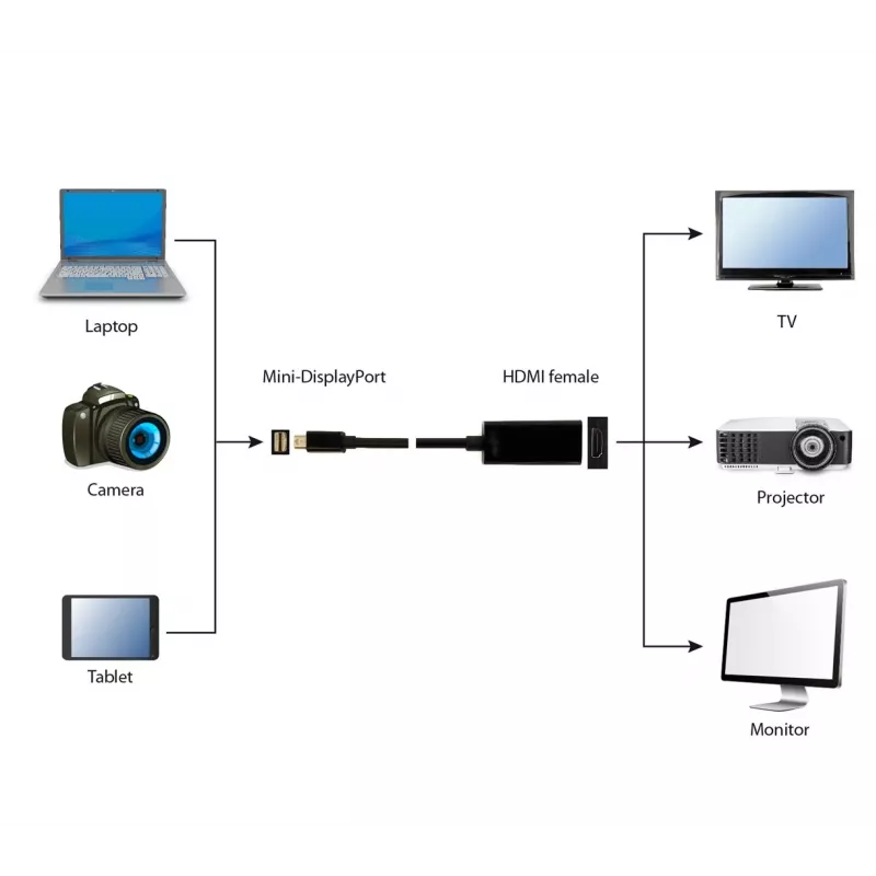 Gembird A-MDPM-HDMIF-02 vaizdo kabelio adapteris Mini DisplayPort į HDMI A tipas (moteriška) juodas