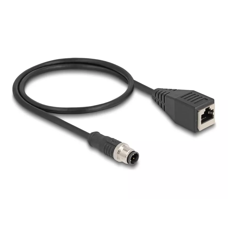 DeLOCK M12 adapterinis kabelis D-koduotas 4 kontaktų kištukas į RJ45 lizdą 50 cm