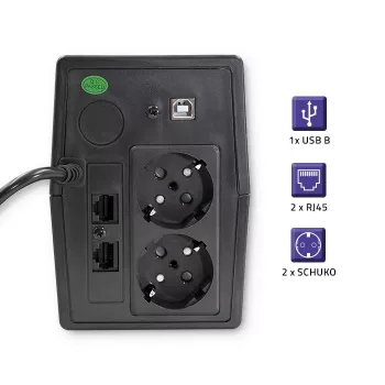Qoltec Monolith nepertraukiamo maitinimo šaltinis (UPS) Dvigubo keitimo (Online) 0.45 kVA 240 W 2 AC lizdai